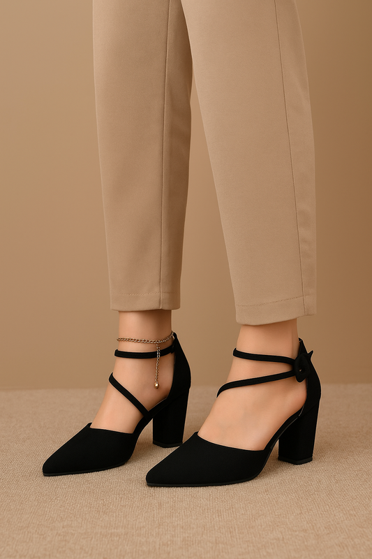 Moon Noir Black Shoes - Block Heel